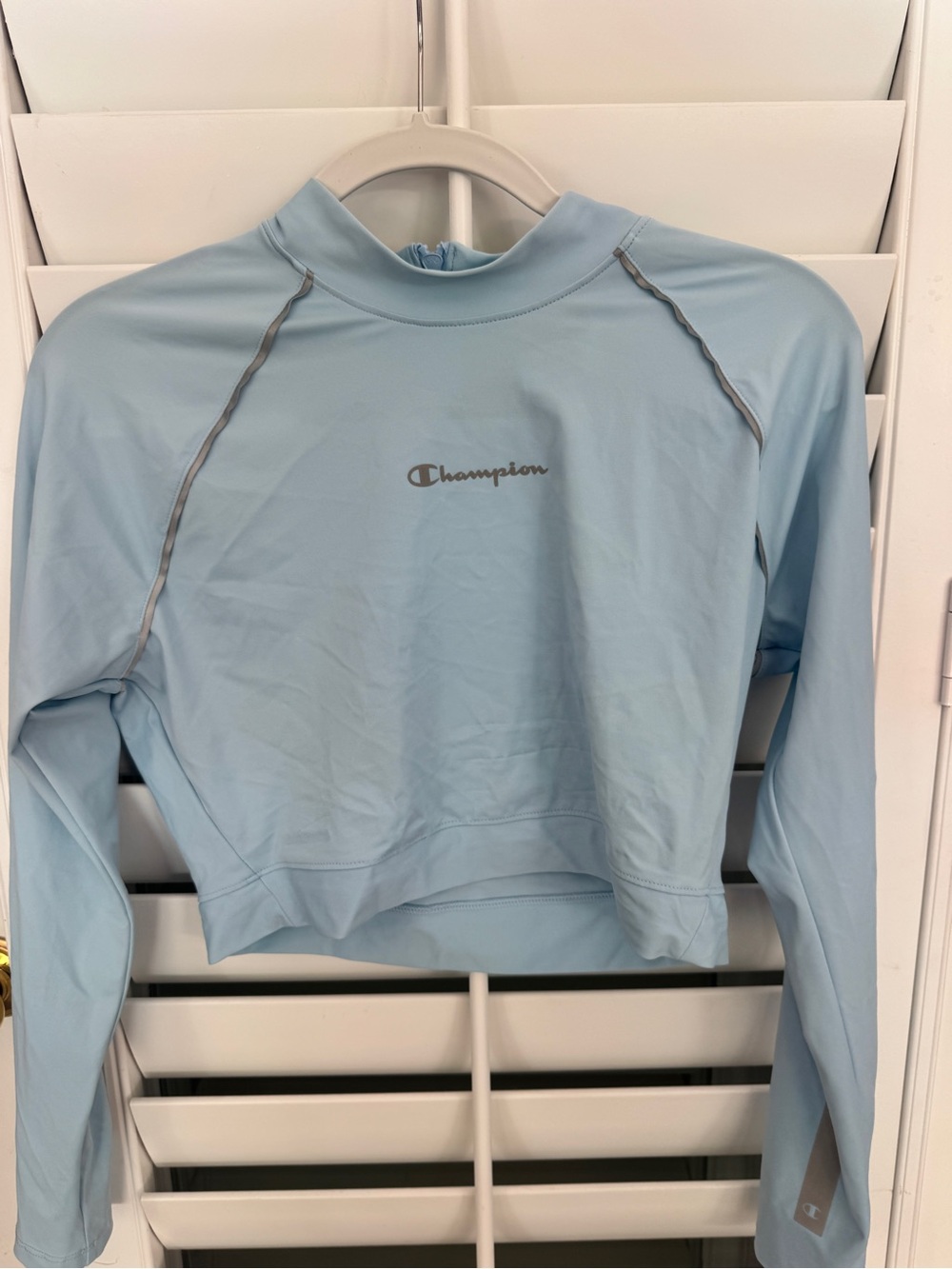 Champion Light Blue Cropped Long Sleeve Top